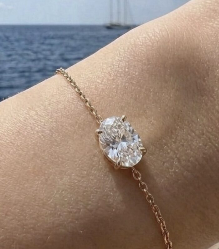 Oval diamond permanent bracelet