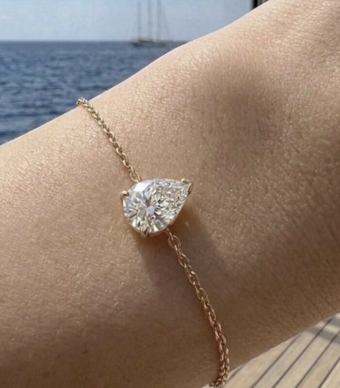 Pear shape diamond permanent bracelet
