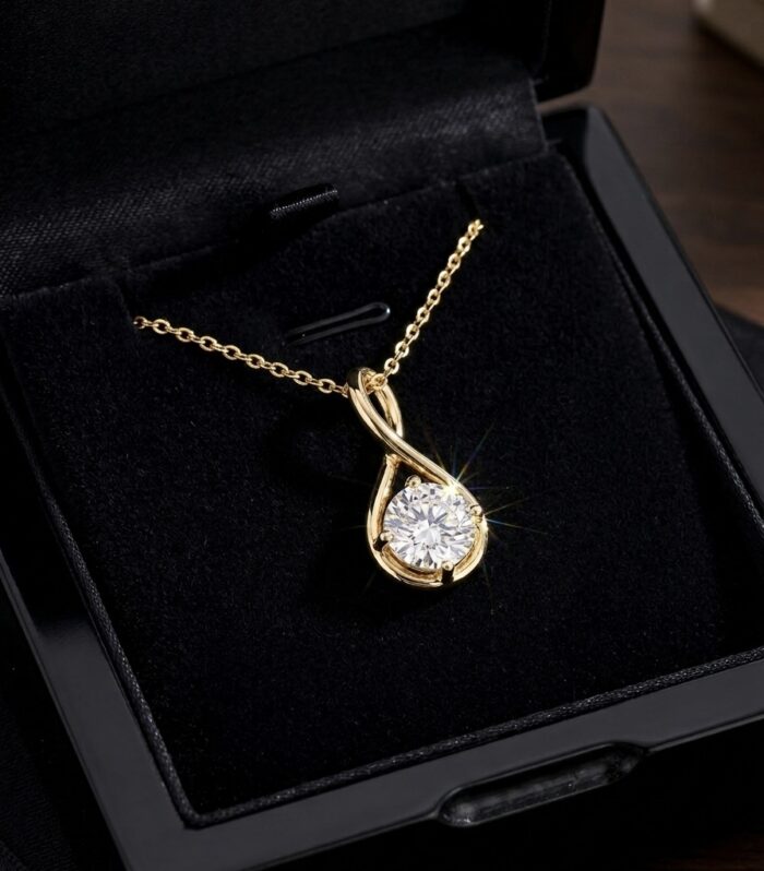 Diamond Infinity Drop Pendant Necklace