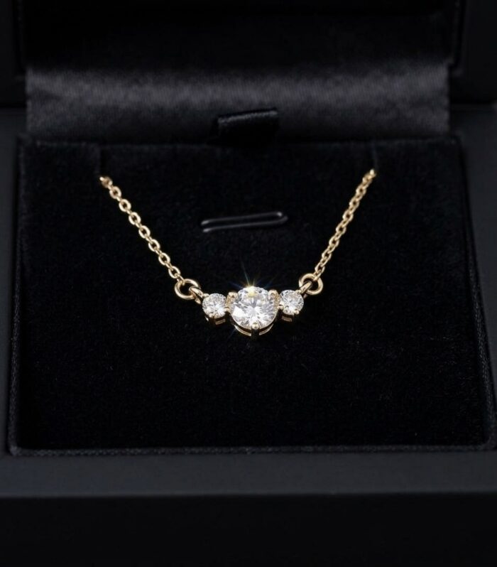 Three-Stone Diamond Past, Present, Future Necklace